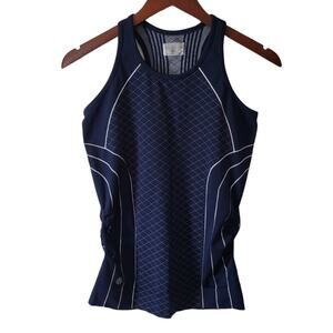 Athleta Navy Blue White Line Finish Fast Racerback M 591280